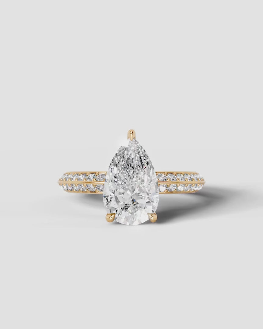 2 Carat Lab Grown Diamond Cressida Pear Cut Pave Engagement Ring