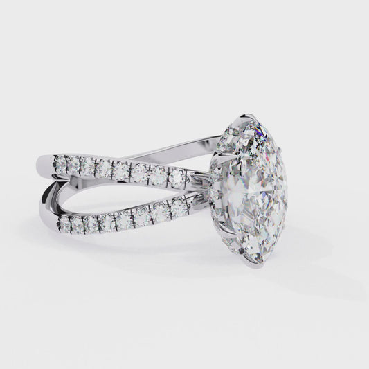 1.41 Carat Marquise Cut Diamond Engagement Ring – Hidden Halo Criss Cross Band Lab Grown Diamond Ring- Lustraa’s Criss Cross Ring