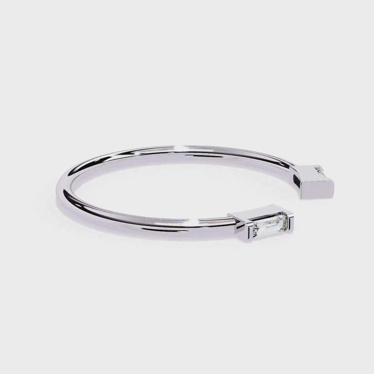 Baguette Diamond Open Ring – Minimalist Modern Lab Grown Diamond Band - Lustraa’s Open Band Ring