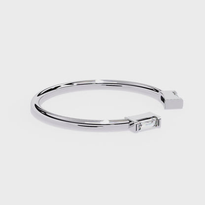 Baguette Diamond Open Ring – Minimalist Modern Band - Lustraa’s Open Band Ring