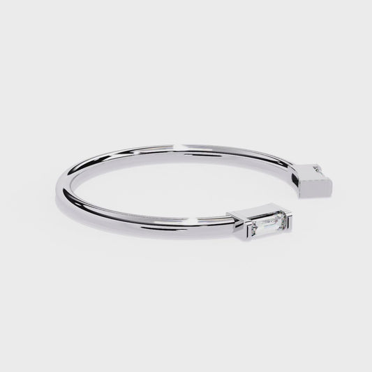 Baguette Diamond Open Ring – Minimalist Modern Band - Lustraa’s Open Band Ring