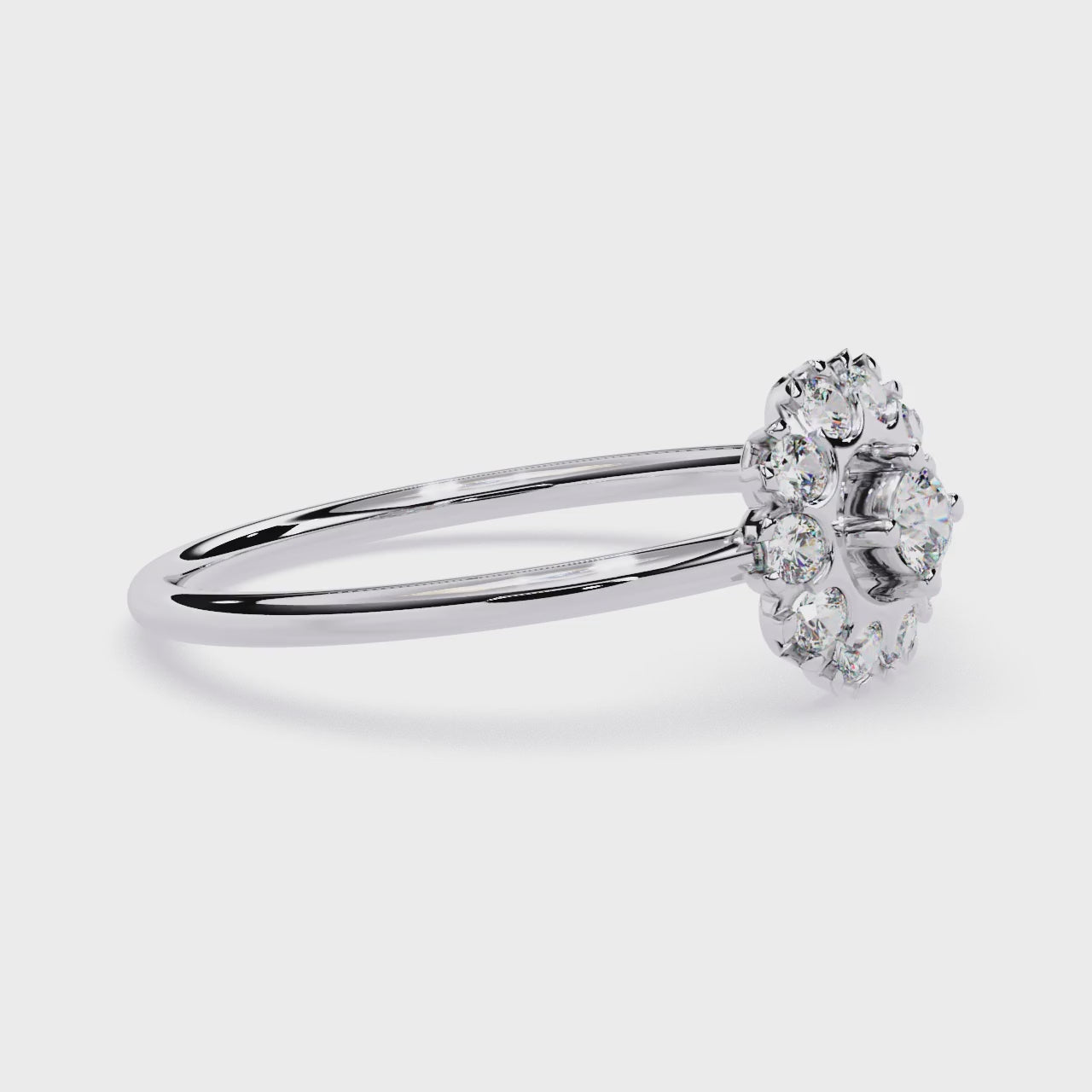 Halo Diamond Ring – Lab Grown Round Cluster Floral Statement Cocktail Engagement Ring- Lustraa’s Floral Rings