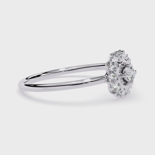 Lab Grown Diamond Halo Ring | Round Cluster Engagement Ring | Floral Diamond Statement Ring | Dainty Cocktail Ring -Lustraa’s Floral Ring