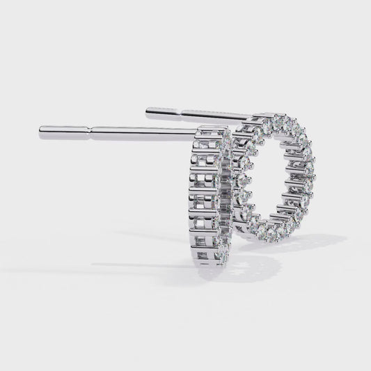 Lab Grown Diamond Studded Circle Earrings | Open Hoop Studs | Minimalist & Sustainable Diamond Jewelry –Lustraa’s Minimalist Earrings