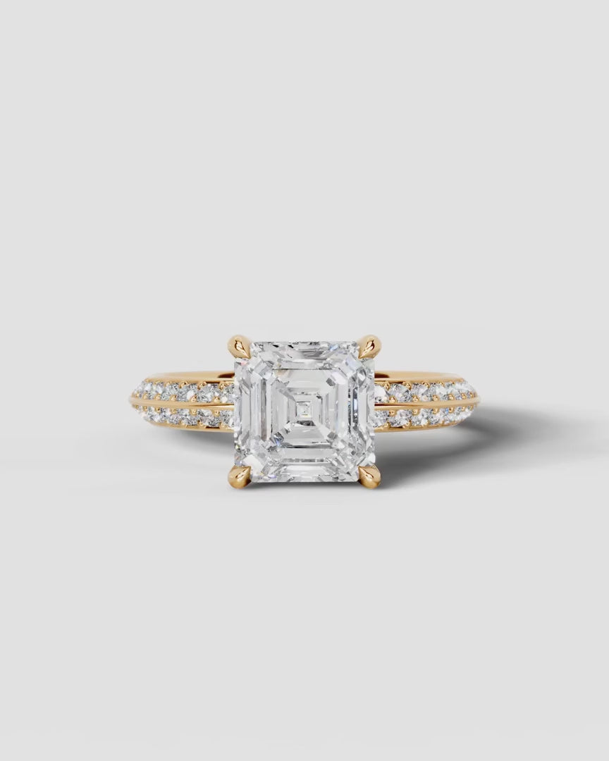 2 Carat Lab Grown Diamond Celeste Asscher Pave Engagement Ring
