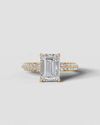 2 Carat Lab Grown Emerald Cut Multi-Row Pavé Diamond Engagement Ring