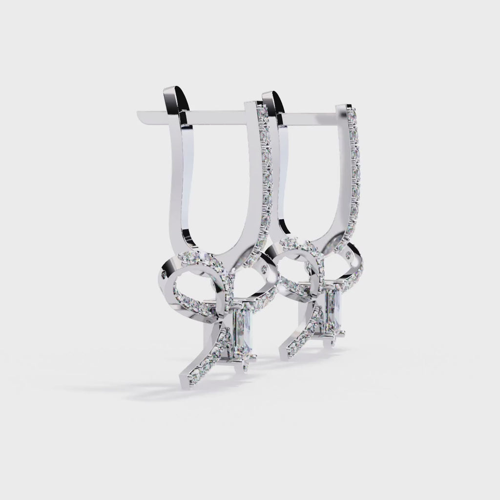 Bow Design Lab Grown Diamond Earrings – Emerald Cut Drop Earrings – Ethical & Elegant Fine Jewelry –Lustraa’s Diamond Earrings
