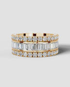 Lab Grown Diamond Baguette Cut Triple Row Eternity Wedding Band Ring