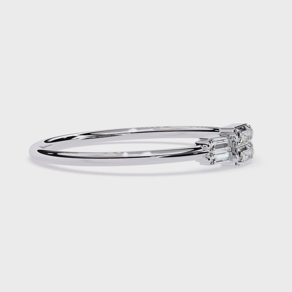 Triple Row Diamond Ring – Lab Grown Baguette Geometric Minimalist Stackable Promise Band - Lustraa’s Stackable Ring