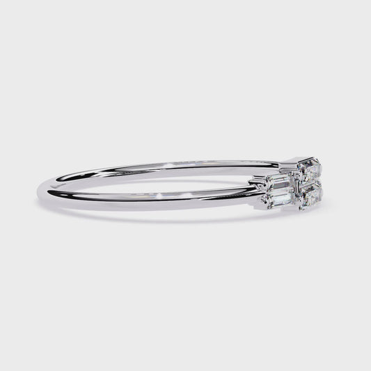 Triple Row Baguette Diamond Ring| Lab Grown Diamond Geometric Ring | Minimalist Stackable Band | Dainty Promise Ring -Lustraa’s