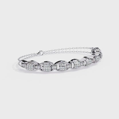 Vintage-Inspired Lab Grown Diamond Bracelet | Chain Linked Lab Created Diamond Bangle - Lustraa’s Diamond Bracelet
