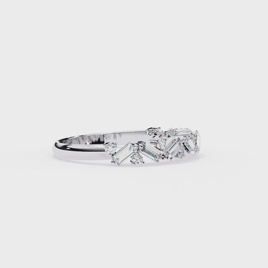 Round and Baguette Cluster Diamond Half Eternity Ring – Multi Stone Engagement Statement Ring– Lustraa’s Eternity Ring