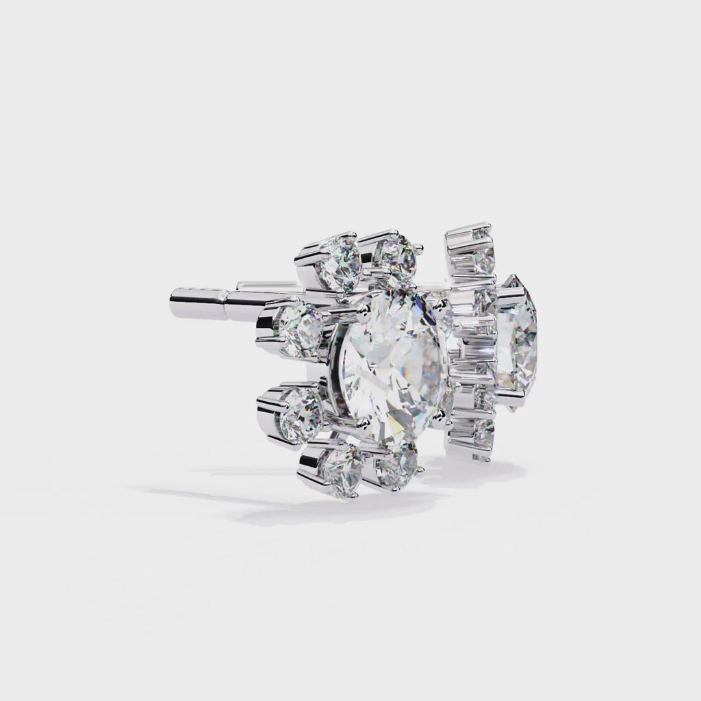 Radiant Bloom Lab Grown Diamond Earrings – Luxury Floral Cluster Studs – Sustainable Diamond Jewelry – Lustraa’s Floral Earrings