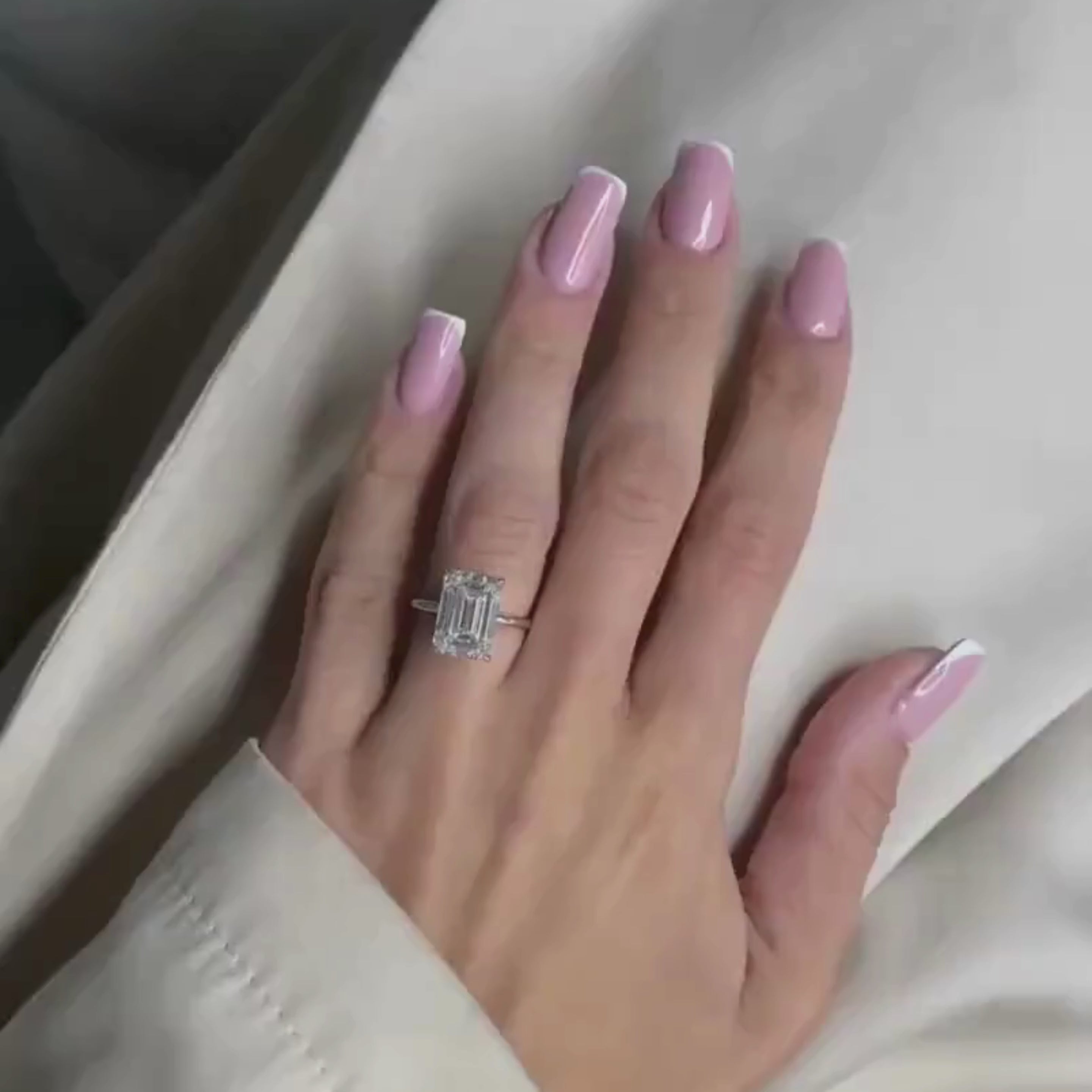 Emerald Cut Solitaire Engagement Ring – 2.56 Ct Lab Grown Diamond with Hidden Halo – Classic Emerald Diamond Ring– Lustraa’s Solitaire Ring