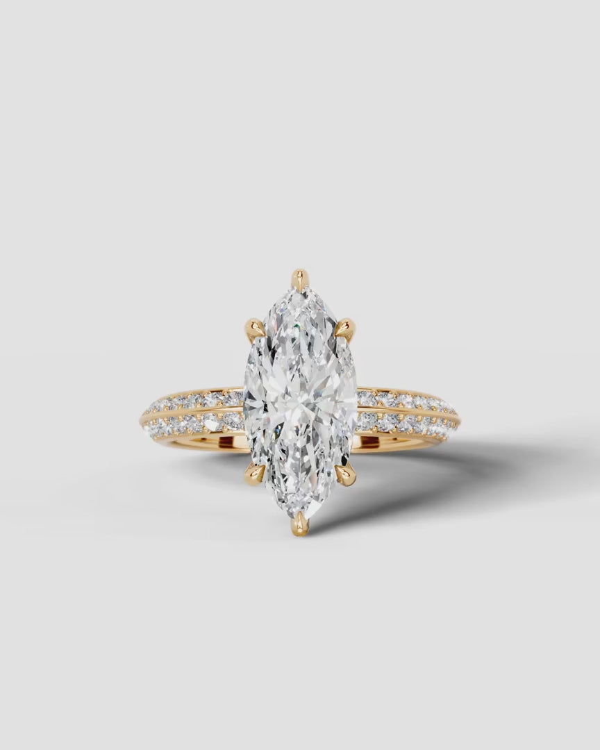 2 Carat Lab Grown Marquise Cut Multi-Row Pavé Diamond Engagement Ring