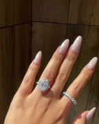 2 Carat Lab Grown Oval Cut Diamond Halo Three-Stone Ring