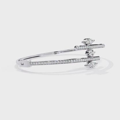 Modern Lab Grown Diamond Bangle Bracelet | Marquise & Round Cut Sustainable Diamond Bangle - Lustraa’s Diamond Bracelet