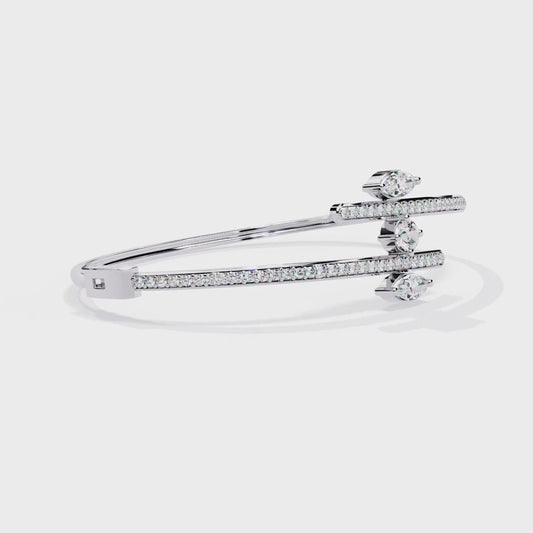 Modern Lab Grown Diamond Bangle Bracelet | Marquise & Round Cut Sustainable Diamond Bangle - Lustraa’s Diamond Bracelet