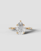 2 Carat Lab Grown Diamond Solaria Pear Cut Sidestone Engagement Ring