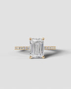 2 Carat Lab Grown Diamond Viviana Emerald Cut Sidestone Engagement Ring