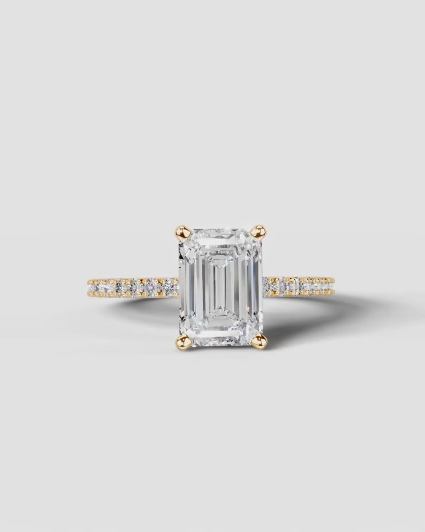 2 Carat Lab Grown Diamond Viviana Emerald Cut Sidestone Engagement Ring