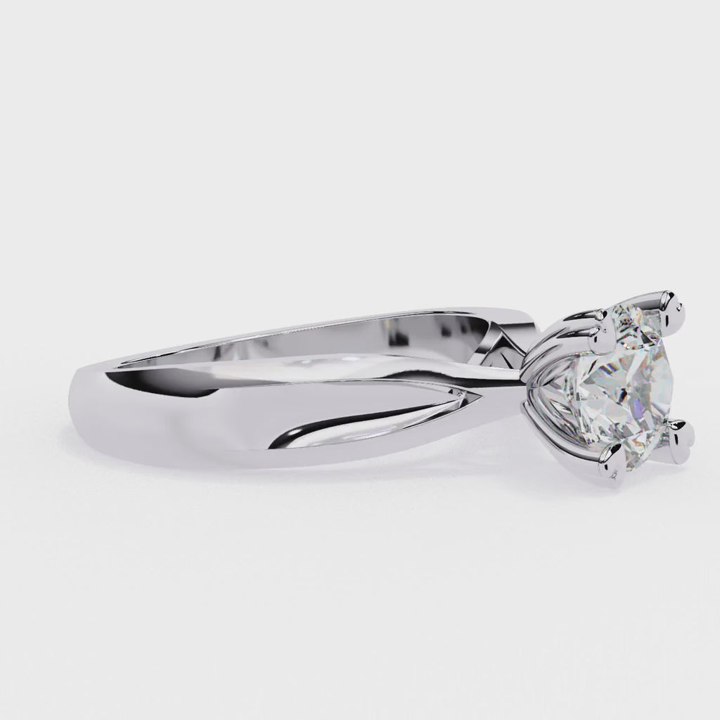 1.29 Carat Round Cut Lab Grown Diamond Ring – Elegant Solitaire Engagement Ring with Heart Prongs- Lustraa’s Solitaire Ring