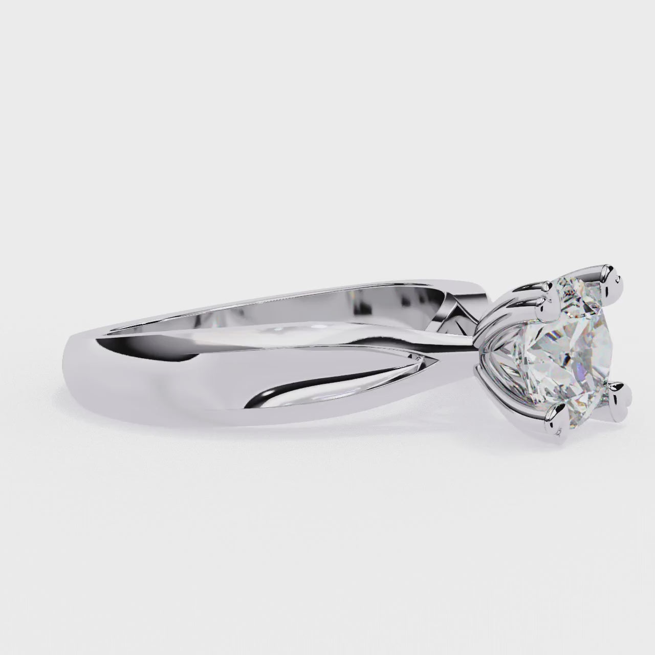 1.29 Carat Round Cut Lab Grown Diamond Ring – Elegant Solitaire Engagement Ring with Heart Prongs- Lustraa’s Solitaire Ring