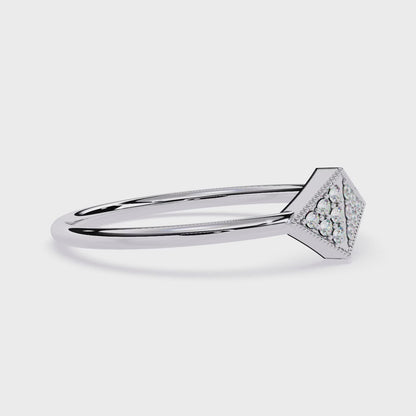 Geometric Diamond Pavé Ring – Rhombus Design – Delicate Minimalist Ring – Lustraa’s Minimalist Ring