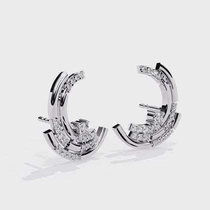 Modern Crescent Lab Grown Diamond Earrings | Morden Contemporary Studs | Sustainable & Ethical Fine Jewelry –Lustraa’s Diamond Earrings