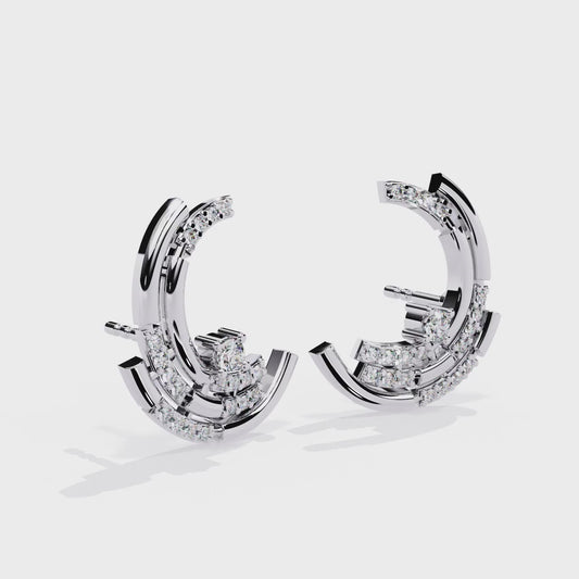 Modern Crescent Lab Grown Diamond Earrings | Morden Contemporary Studs | Sustainable & Ethical Fine Jewelry –Lustraa’s Diamond Earrings