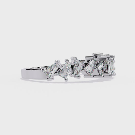 Modern Baguette Diamond Half Eternity Ring – Lab Grown Baguette Diamonds Band– Lustraa’s Eternity Ring