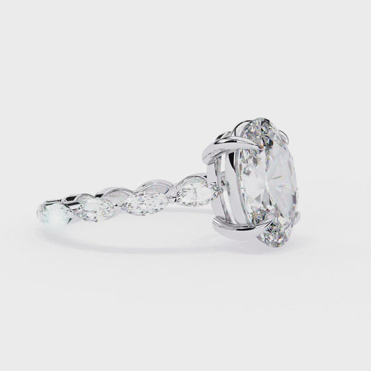 2.56 Carat Oval Shaped Diamond Ring with Hidden Halo – Designer Band Solitaire Engagement Ring – Lustraa’s Fancy Solitaire Ring