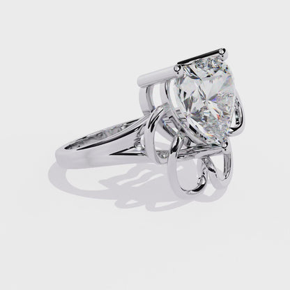 4.10 Carat Heart Shaped Diamond Ring | Lab Grown Diamond Statement Ring | Engagement Ring | Artistic Designer Jewelry- Lustraa’s Heart Ring
