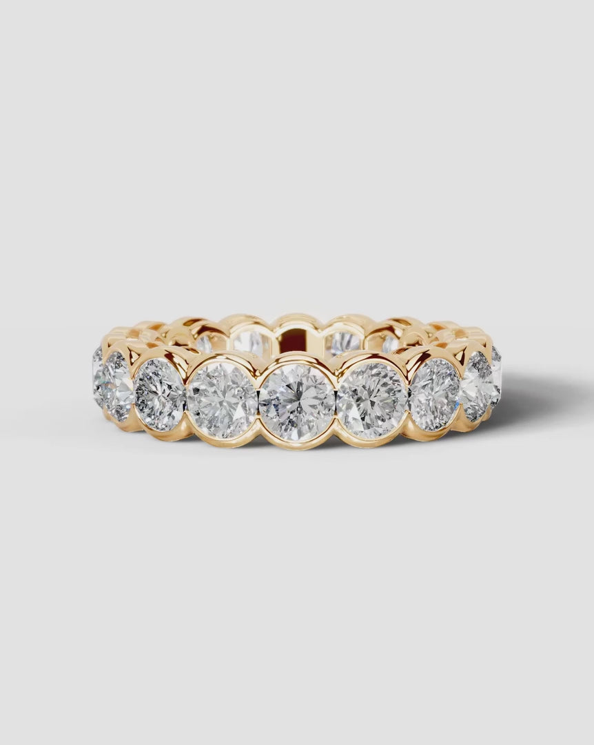 Lab Grown Diamond Round Cut Bezel Eternity Wedding Band Ring