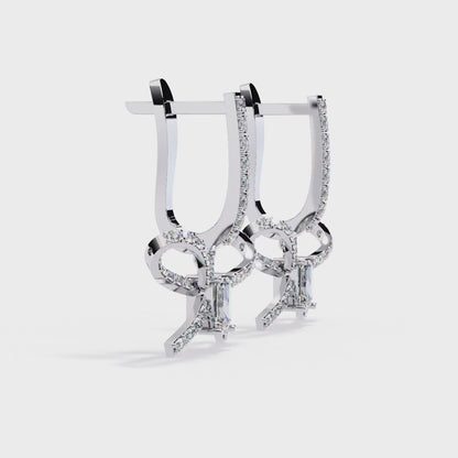 Bow Design Lab Grown Diamond Earrings |Emerald Cut Drop Earrings | Ethical & Elegant Fine Jewelry –Lustraa’s Floral Earring