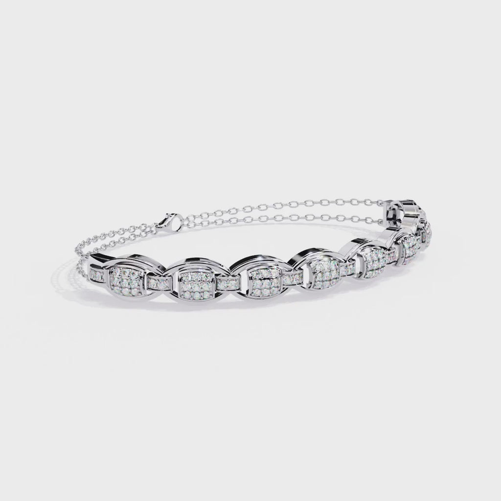 Vintage-Inspired Diamond Bracelet – Chain Linked Lab Created Diamond Bangle – Lustraa’s Diamond Bracelet
