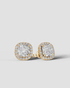 Lab Grown Diamond Cushion Cut Micropavé Halo Stud Earrings