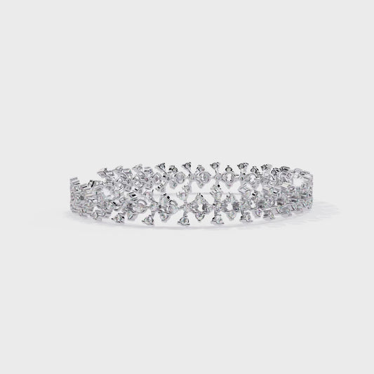 Lab Grown Diamond Floral Wide Bracelet | Designer Statement Bracelet | Ethical Diamond Jewelry -Lustraa’s Floral Bracelet