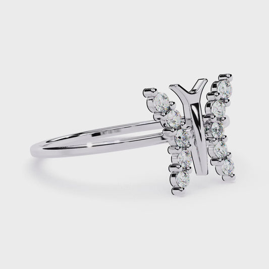 Butterfly Diamond Ring – Dainty Round Cut Lab Grown Diamond Ring – Lustraa’s Butterfly Ring