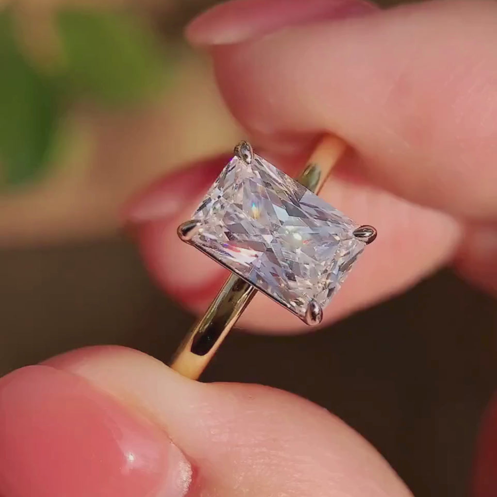 Radiant Cut Lab Grown Diamond Solitaire Engagement Ring – Classic Radiant Diamond Ring in Sleek Band – Lustraa’s Solitaire Ring