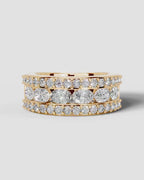 Lab Grown Diamond Oval Cut Triple Row Pavé Wedding Band Ring
