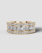 Lab Grown Diamond Cushion Cut Triple Row Pavé Wedding Band Ring