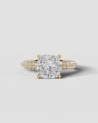 2 Carat Lab Grown Diamond Aurelia Cushion Pave Sidestone Engagement Ring