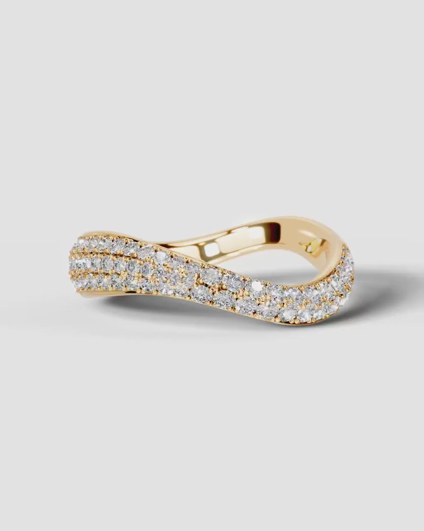 Lab Grown Diamond Curved Multi Row Pavé Wedding Band Ring