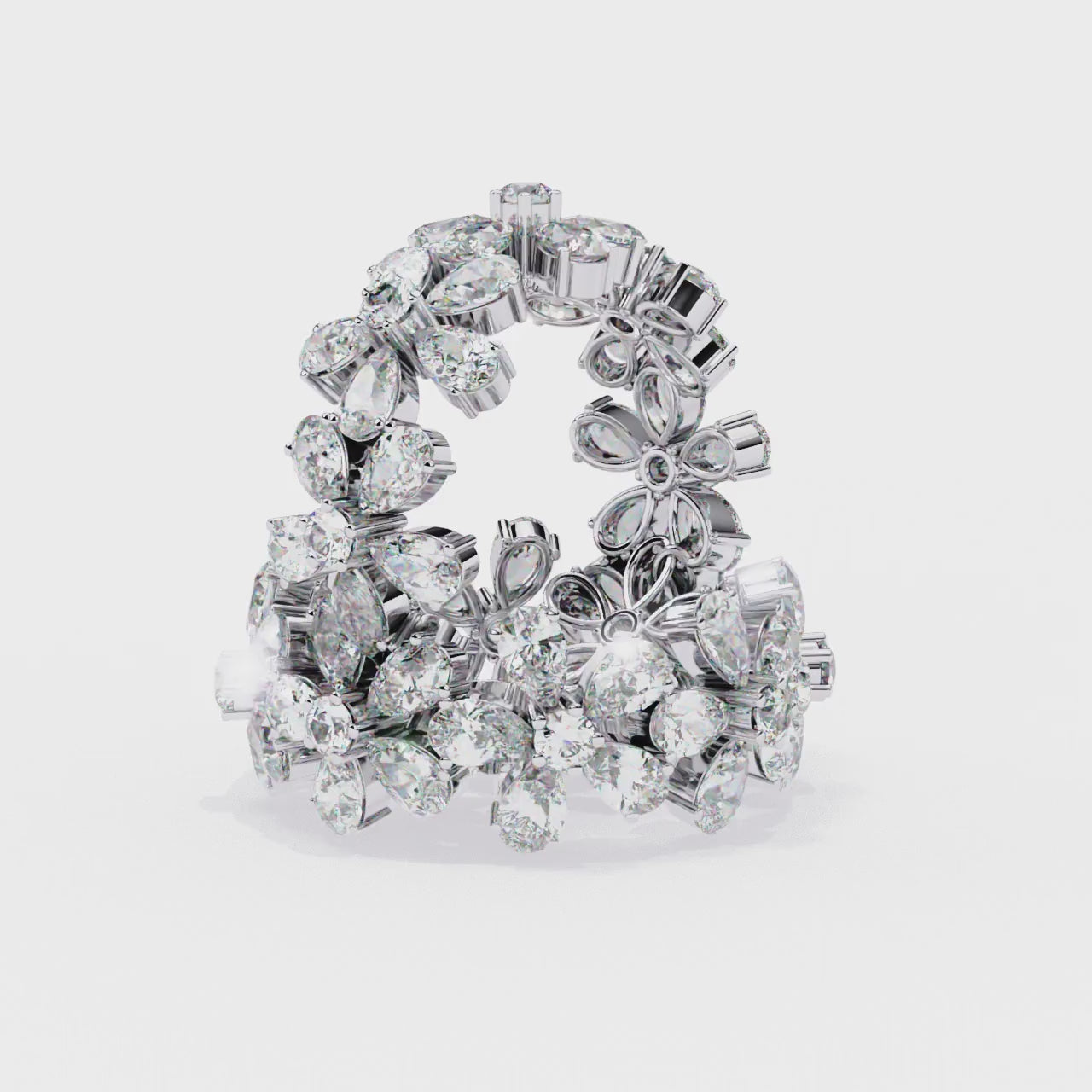 Floral Diamond Eternity Ring – Pear & Round Cut Lab Grown Statement Cocktail Cluster Ring– Lustraa’s Eternity Ring