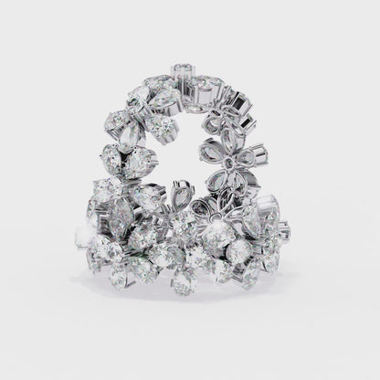 Floral Diamond Eternity Ring | Pear & Round Cut Lab Grown Diamonds | Statement Cocktail Cluster Ring– Lustraa’s Eternity Ring