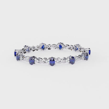 Bracelet with Blue Oval cut Lab Grown Diamonds | Elegant Twisted Design Bracelet – Lustraa’s Diamond Bracelet