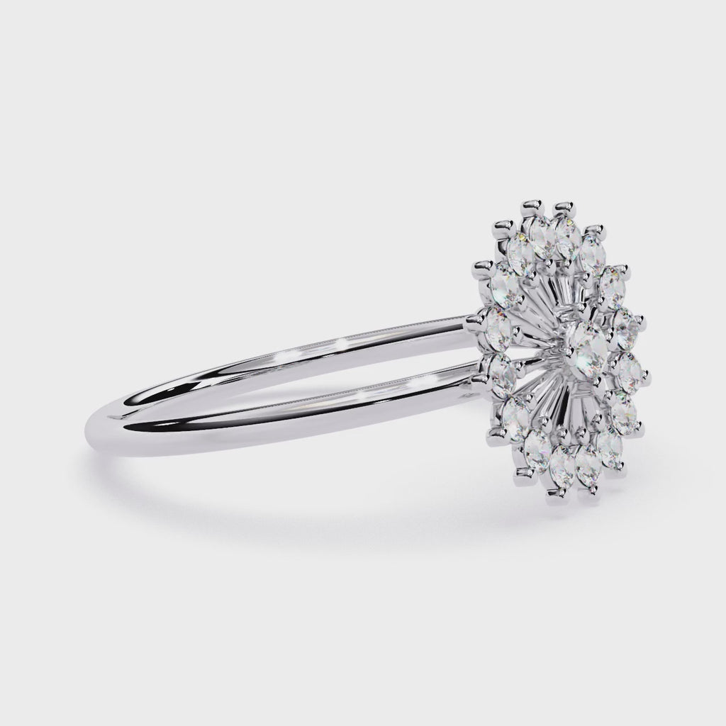 Floral Burst Diamond Ring – Lab Grown Cluster Statement Round Diamond Cocktail Engagement Ring- Lustraa’s Floral Ring