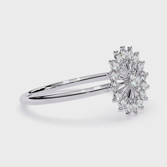 Lab Grown Diamond Floral Burst Ring | Cluster Statement Ring | Round Diamond Cocktail Ring | Elegant Engagement Ring -Lustraa’s Floral Ring