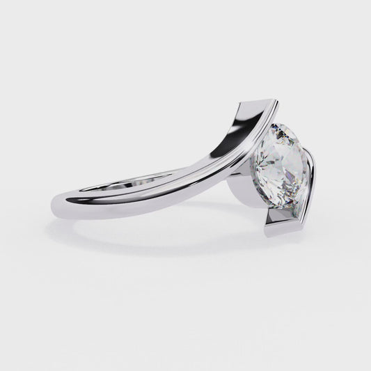 1.29 Carat Round Cut Lab Grown Diamond Ring – Elegant Twisted Solitaire Engagement Ring- Lustraa’s Twisted Solitaire Ring